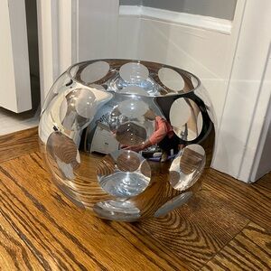 Mirrored and Clear Glass Circle Globe Decorative Bowl Vase